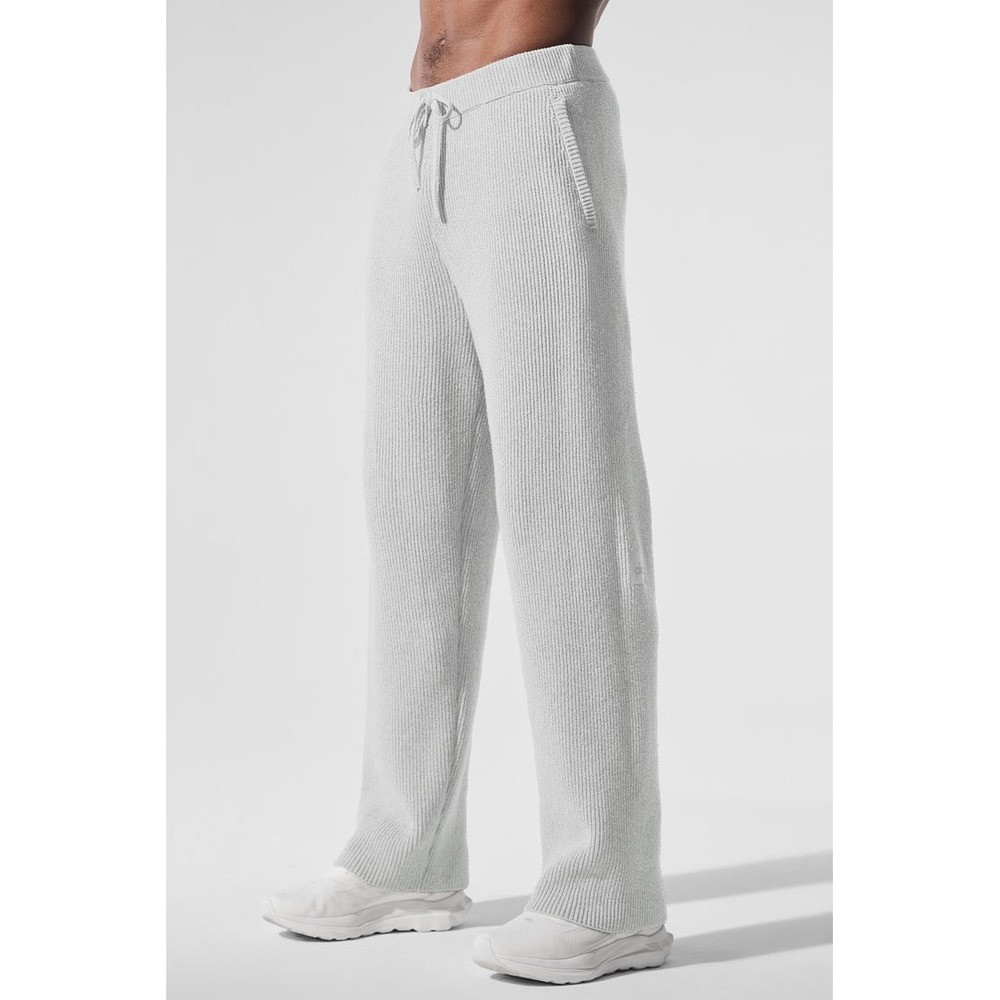 Alo Yoga Dolman Ribbed Knit Jogger Heather Grey Modal Lounge Pants Size  Small - Picture 3 of 8